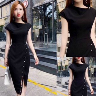 Đầm Body Dự Tiệc Đính Ngọc Xẻ Tà Ôm Dáng Cực Đẹp Thời Trang