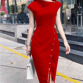 Đầm Body Dự Tiệc Đính Ngọc Xẻ Tà Ôm Dáng Cực Đẹp Thời Trang