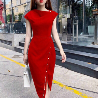 Đầm Body Dự Tiệc Đính Ngọc Xẻ Tà Ôm Dáng Cực Đẹp Thời Trang