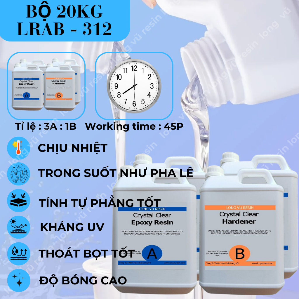 Bộ 20Kg Keo AB Trong Suốt Loại Tốt Trong Cứng, Thoát bọt & Chịu Nhiệt ...