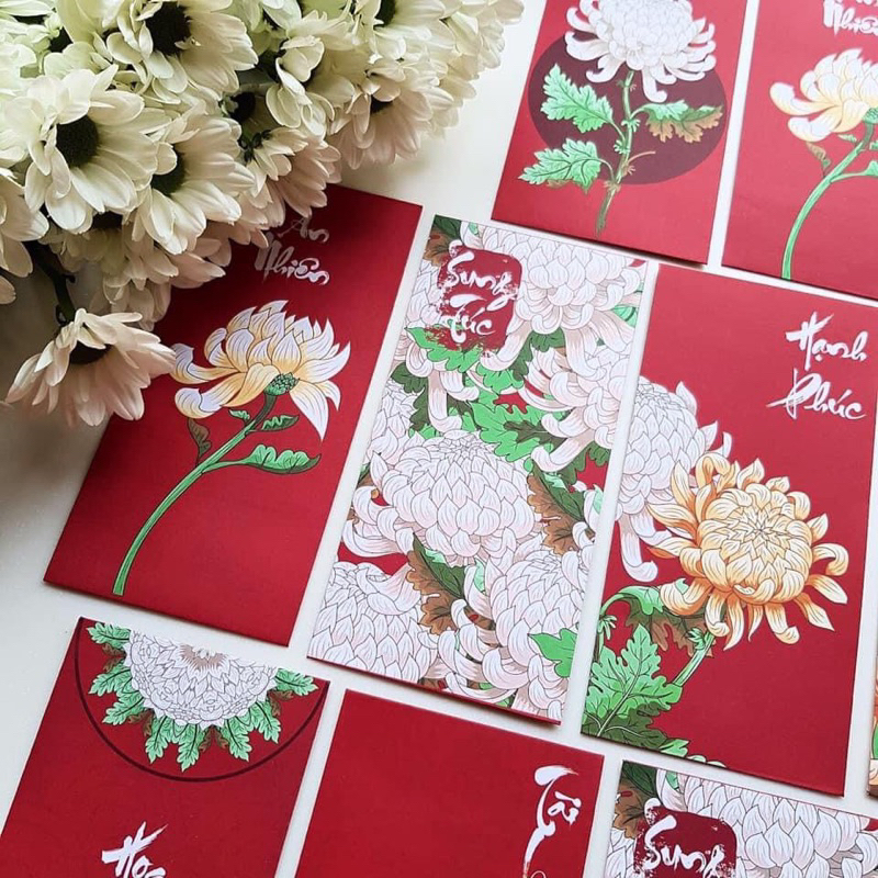 Lì xì tết hoa cúc đẹp từng mini mét ( tập 6 phong bao)