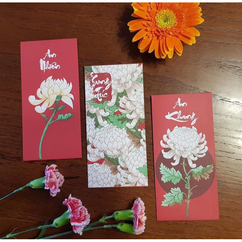 Lì xì tết hoa cúc đẹp từng mini mét ( tập 6 phong bao)