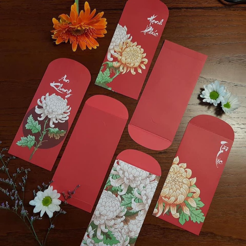 Lì xì tết hoa cúc đẹp từng mini mét ( tập 6 phong bao)