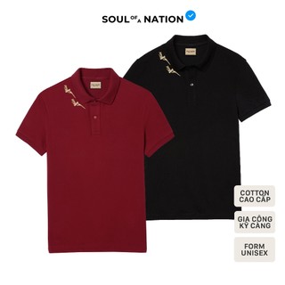 Áo POLO CHIM LẠC IN NHŨ VÀNG unisex có cổ Basic vải cá sấu Pique Cotton, chỉn chu, sang trọng - SOUL OF A NATION
