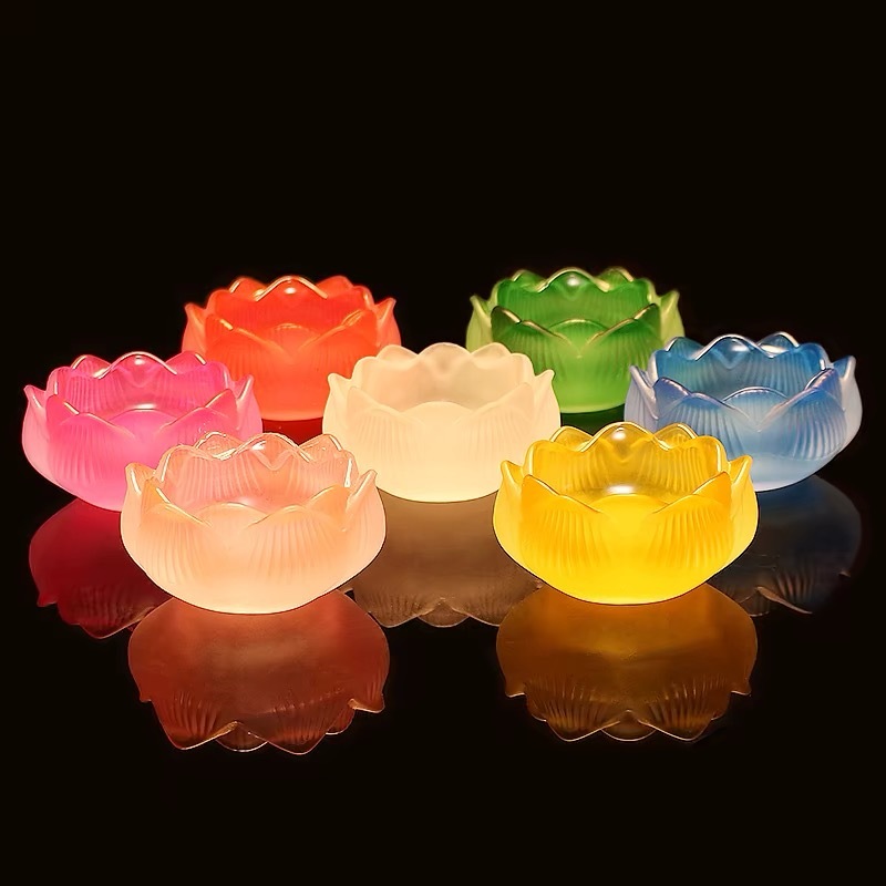 Đế Nến Hoa Sen Thuỷ Tinh Pha Lê, Chân Nến Cúng Phật, Cốc Đựng Nến Tealight Hình Hoa Sen Đặt Bàn Thờ, Trang Trí Góc An