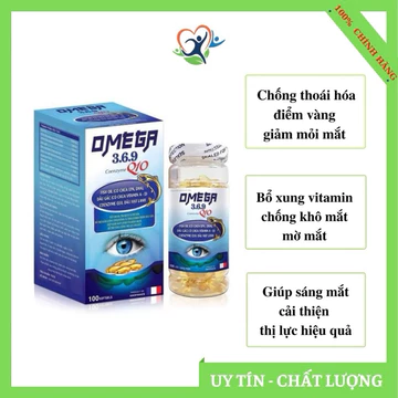 (Hộp 60 viên) Viên Uống Bổ Mắt OMEGA 369 Q10 - Có công dụng bổ mắt, Làm giảm khô đau nhức mắt sáng mắt, Làm đẹp da