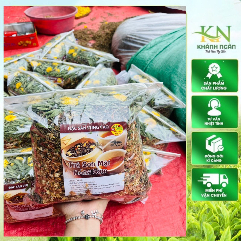 Trà Sơn Mật Hồng Sâm Hoa Nhài Cỏ Ngọt – Thơm Mát Ngọt Thanh – Thảo Mộc Giải Nhiệt, Ngủ Ngon – Loại Đặc Biệt 1Kg