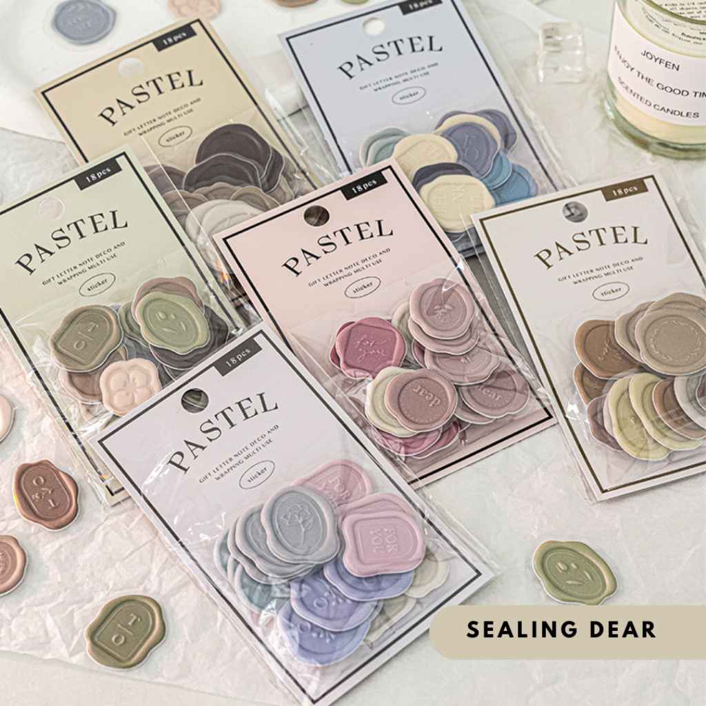 Stickers - Set 18 Sealing Wax Pastel Nhãn Dán Nhựa Dạng Con Dấu Sáp Dán ...