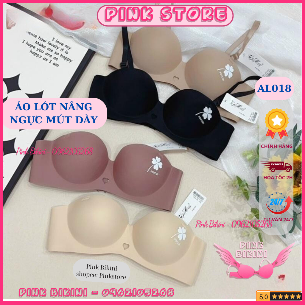 Áo Lót Su Muối Tiêu FOCOY Hình CỎ 4 LÁ Nâng Ngực Mút Dày 2Cm - KEM BIKINI(Áo Lót Su Non)