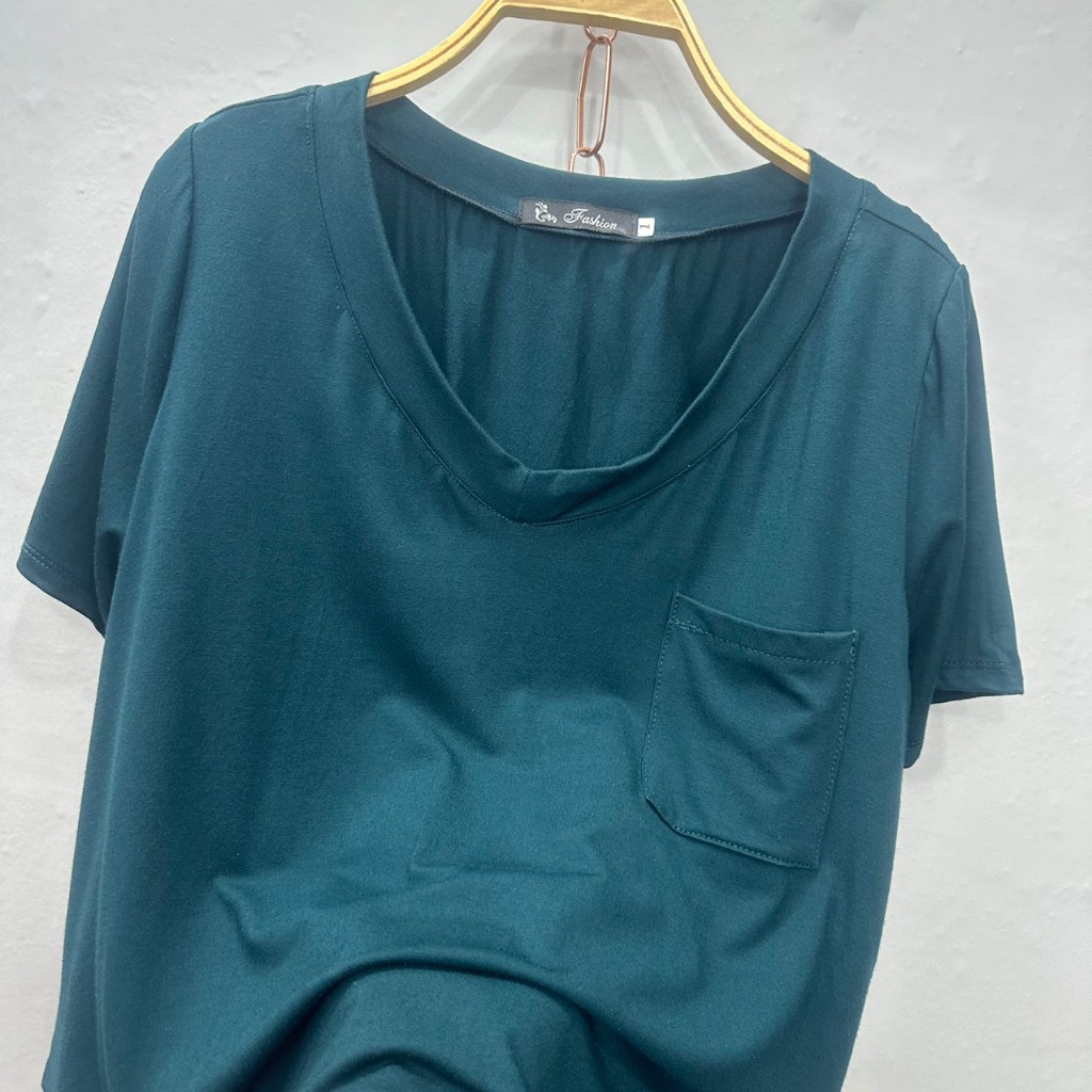 Áo Thun Nữ Bigsize Cổ Tim Tay Ngắn,Áo Phông Có Túi Tôn Dáng Chất Vải Cotton Lạnh 58-95kg A51