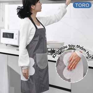 Tạp dề chống thấm nước, thấm dầu TORO có túi lớn đựng đồ và khăn lau tay thời trang Hàn Quốc