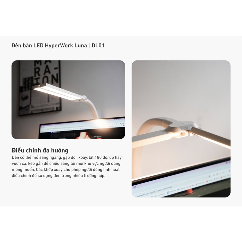 Đèn kẹp bàn LED HyperWork Luna - HPW DL01 (Hàng chính hãng) | BigBuy360 - bigbuy360.vn