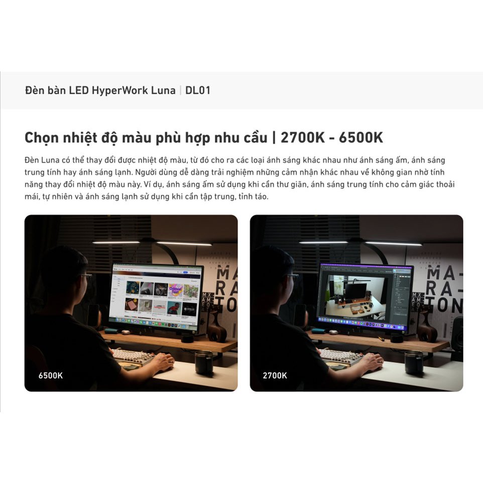Đèn kẹp bàn LED HyperWork Luna - HPW DL01 (Hàng chính hãng) | BigBuy360 - bigbuy360.vn