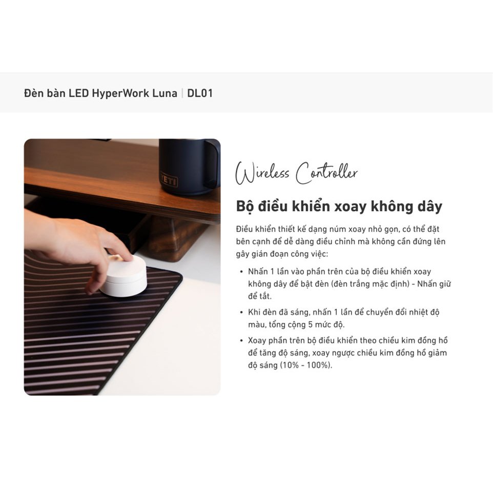 Đèn kẹp bàn LED HyperWork Luna - HPW DL01 (Hàng chính hãng) | BigBuy360 - bigbuy360.vn