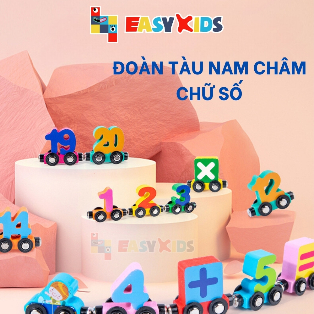 Đoàn Tàu Nam Châm Chữ Số, Bảng Chữ Cái Đồ Chơi Giáo Dục Bằng Gỗ