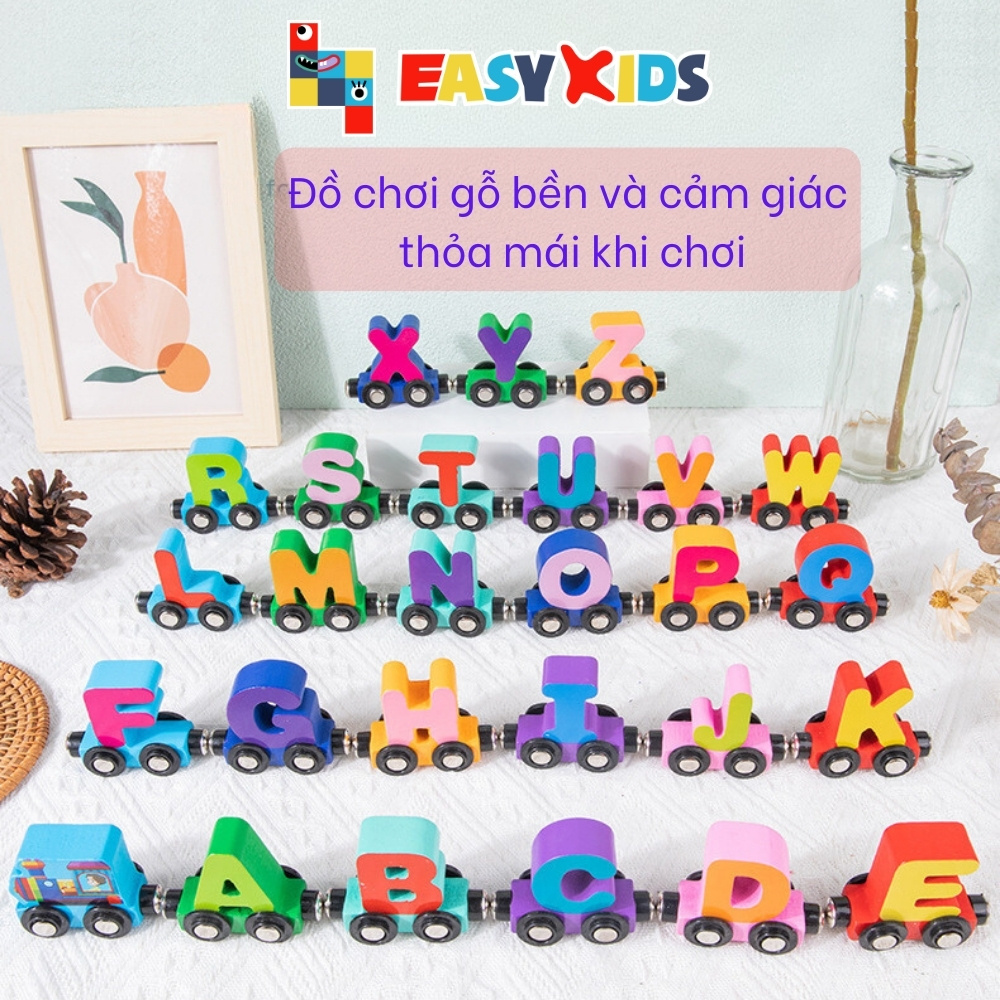 Đoàn Tàu Nam Châm Chữ Cái, Chữ Số, Đồ Chơi Giáo Dục Bằng Gỗ