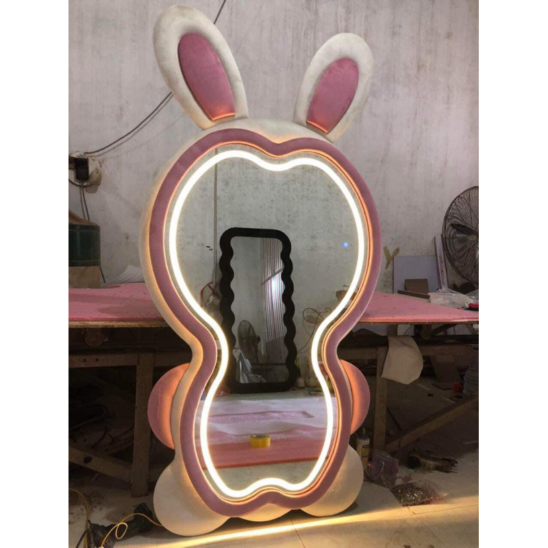 Gương Thỏ Đầu Tròn Bọc Nỉ Kích Thước 160x80cm ( cả tai) decor phòng dễ thương