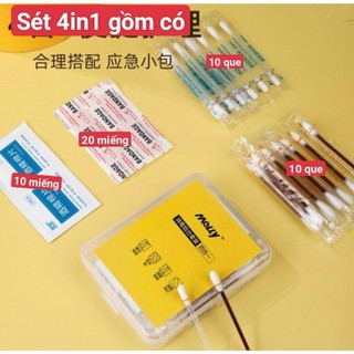 Hộp Sơ Cứu Mini 4 Trong 1 - Bộ Y Tế Cá Nhân Mang Theo Du Lịch Dã Ngoại Gia Đình Văn Phòng Ô Tô
