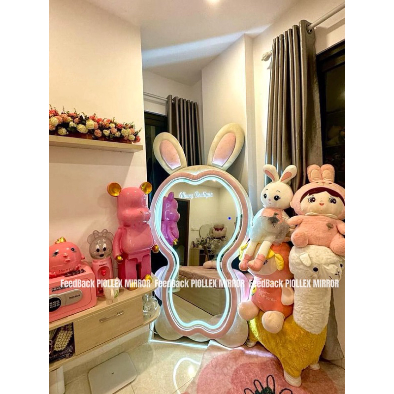 Gương Thỏ Đầu Tròn Bọc Nỉ kt 2mx1m PIOLLEX MIRROR (cả tai size to)