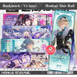 (sẵn) Honkai Star Rail | Bookmark bigsize đánh dấu trang vé thẻ laser UV hoa văn chéo / Clara Lunae