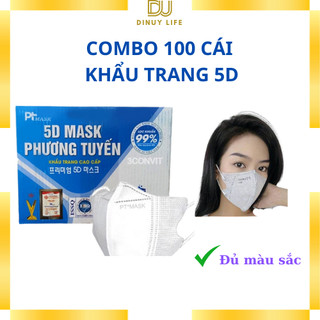 Combo 100 cái khẩu trang 5D mask Phương Tuyến 3 lớp chính hãng lọc bụi thời trang