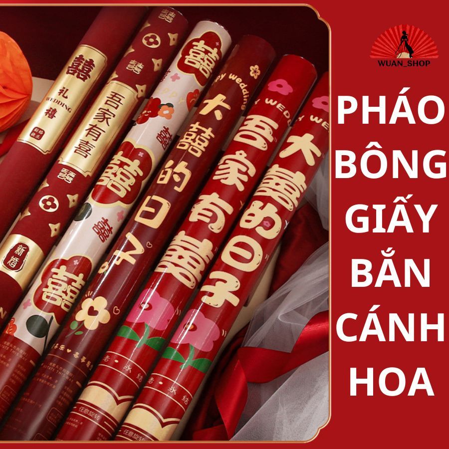 Ống bông giấy bắn cánh hoa, giấy nhiều mẫu, thanh bắn kim tuyến, phụt ...