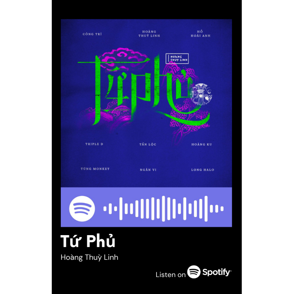 [Vui lòng đặt từ 2c]Thẻ Spotify ca sĩ Hoàng Thuỳ Linh (có thể quét được mã)