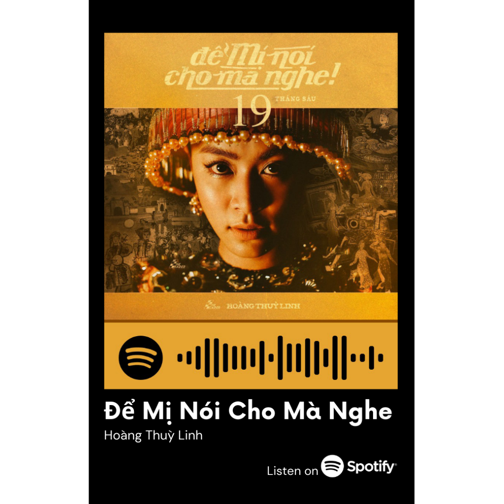 [Vui lòng đặt từ 2c]Thẻ Spotify ca sĩ Hoàng Thuỳ Linh (có thể quét được mã)