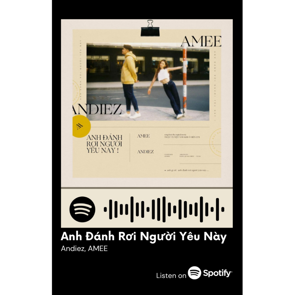[Vui lòng đặt từ 2c]Thẻ Spotify ca sĩ Amee (có thể quét được mã)