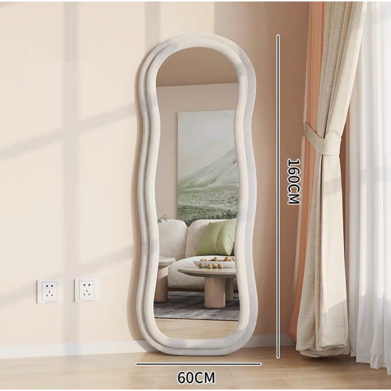 Gương Soi Toàn Thân Bọc Nỉ Hình Củ Lạc, Lượn Sóng Nhẹ Decor Phòng