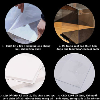 Hộp Trong Suốt Mica Nhựa Kèm Dây Ruy Băng Đựng Quà Hoa Bánh Kem Timo GQ25