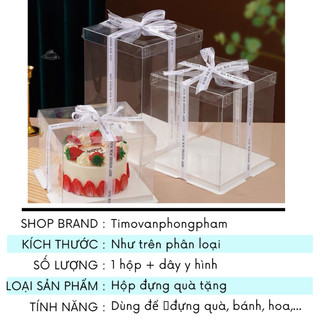 Hộp Trong Suốt Mica Nhựa Kèm Dây Ruy Băng Đựng Quà Hoa Bánh Kem Timo GQ25