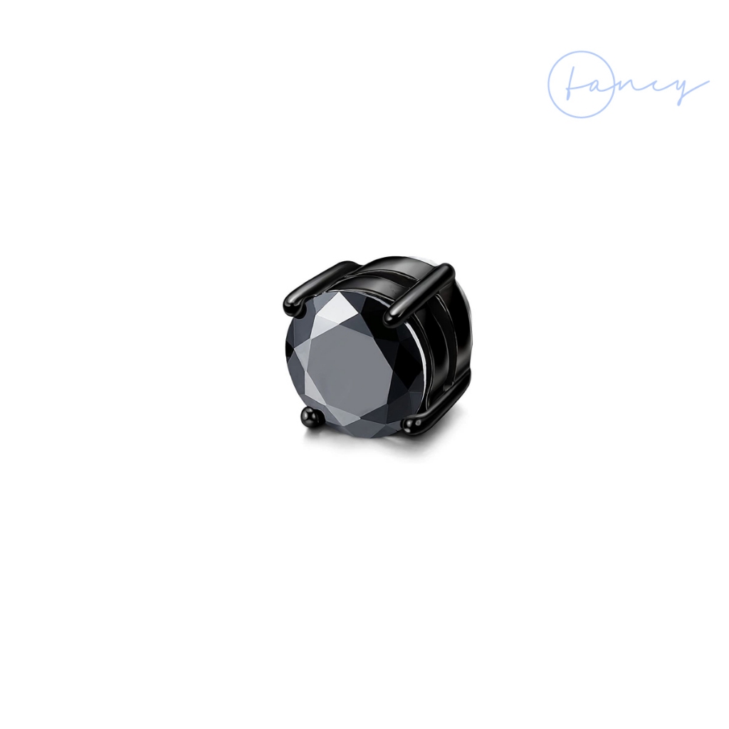Khuyên tai nam châm. Khuyên tai kẹp nam đính đá. khuyên nam châm nữ 8mm. Hoa tai nam nữ đính đá pha lê trắng đen | fancy