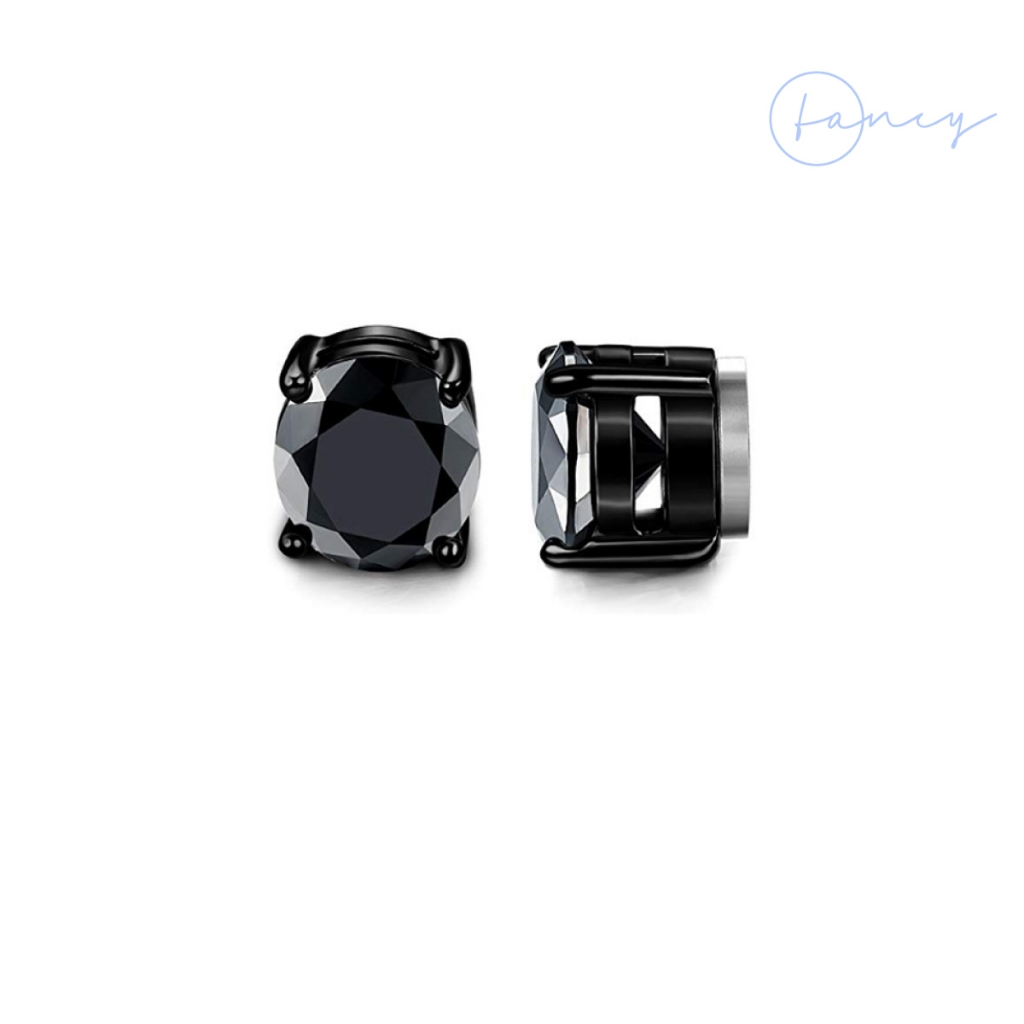 Khuyên tai nam châm. Khuyên tai kẹp nam đính đá. khuyên nam châm nữ 8mm. Hoa tai nam nữ đính đá pha lê trắng đen | fancy