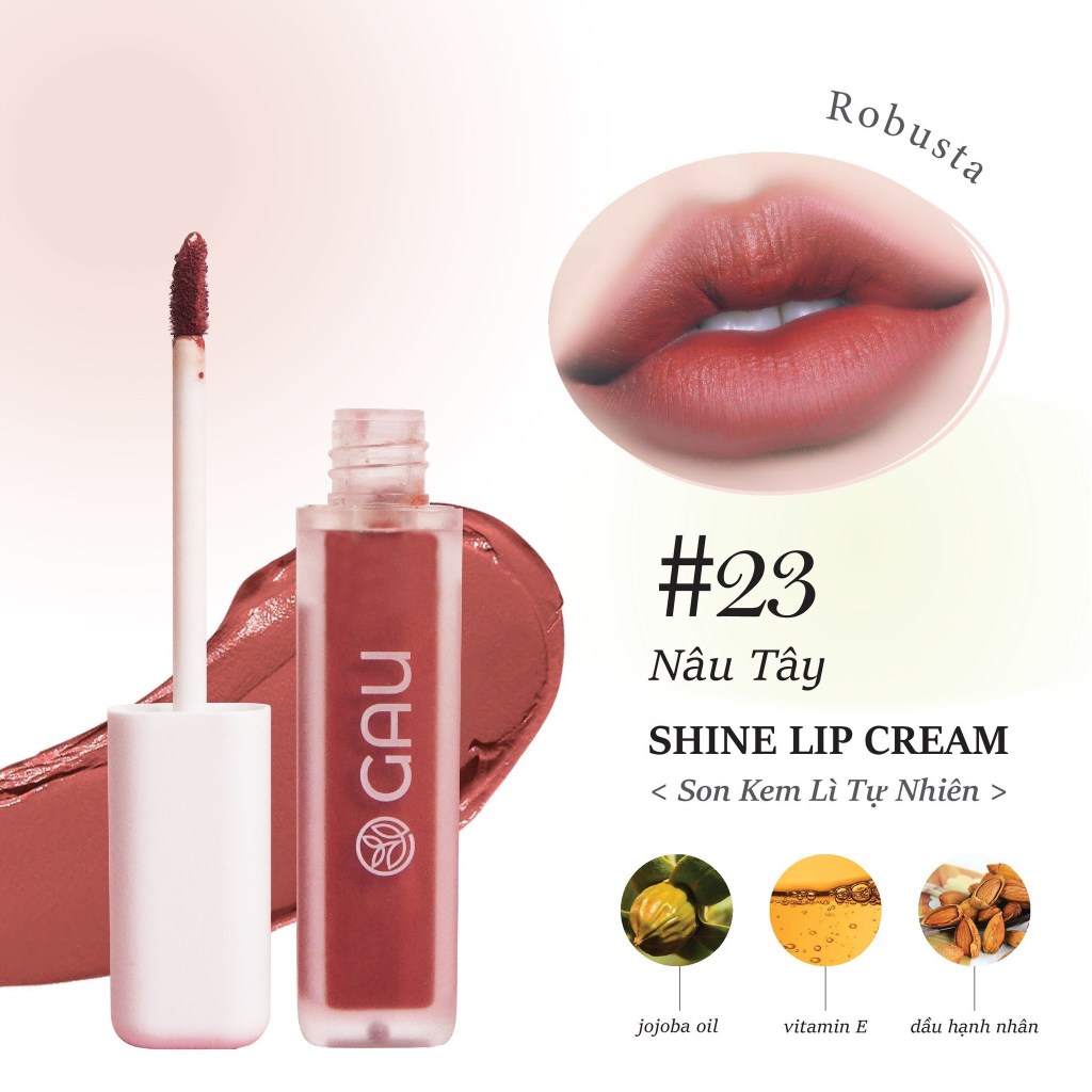 Son Kem Lì Tự Nhiên Chính Hãng Không Chì Mềm Mịn An Toàn GAU SHINE Hoàn toàn từ Thiên nhiên 10g