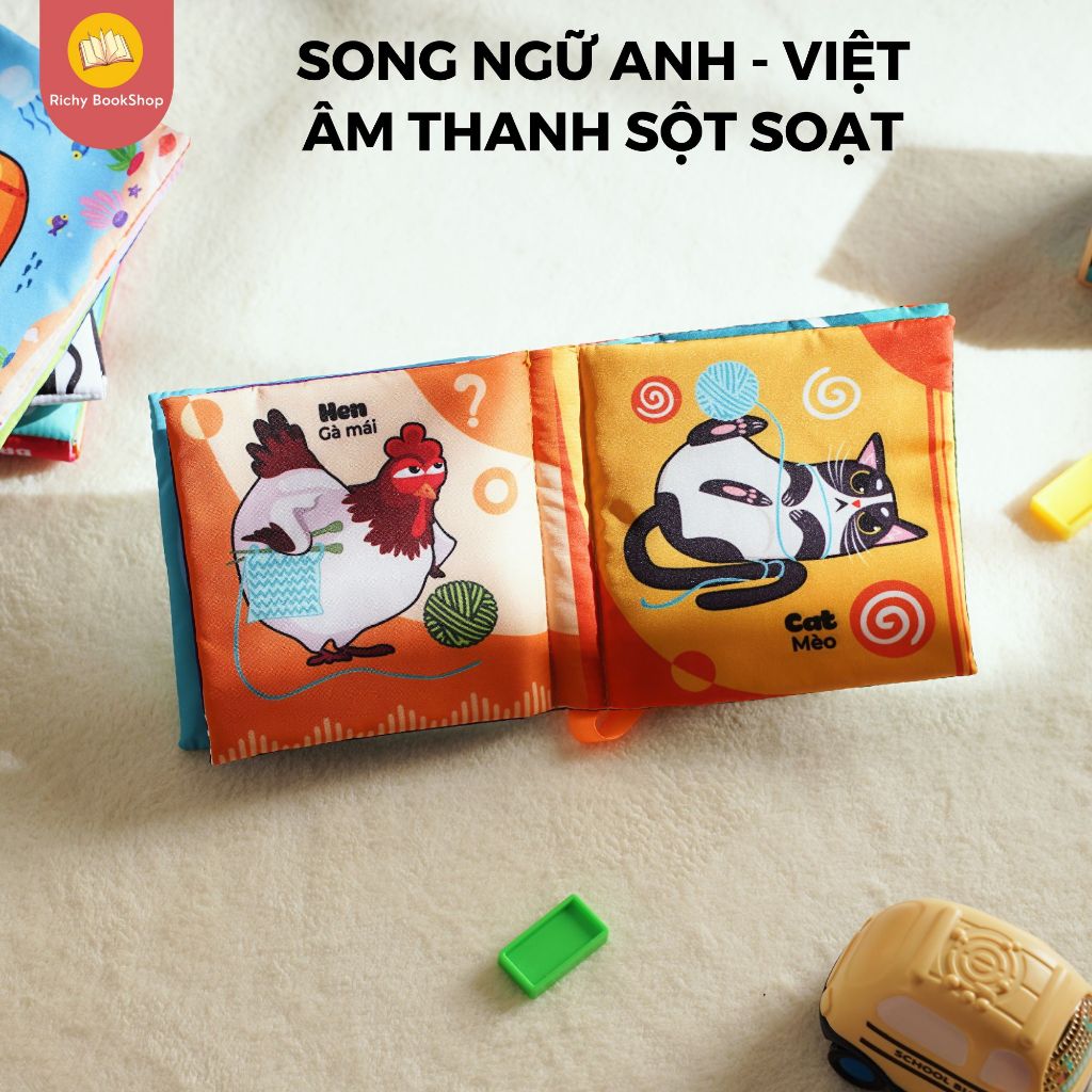 Sách vải cho bé sơ sinh 0 đến 12 tháng Lalala baby, an toàn tuyệt đối, 8 mặt sột soạt