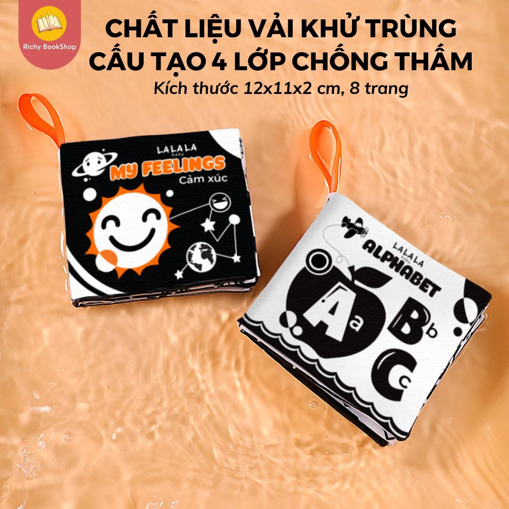 Sách vải cho bé sơ sinh 0 đến 12 tháng Lalala baby, an toàn tuyệt đối, 8 mặt sột soạt