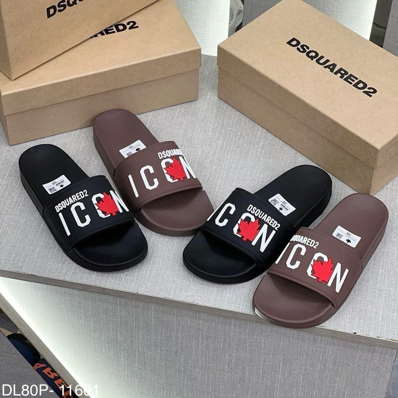 Dép lê nam quai ngang DSQ cao su quai đúc nổi chữ ICON trắng kẹp lá ...