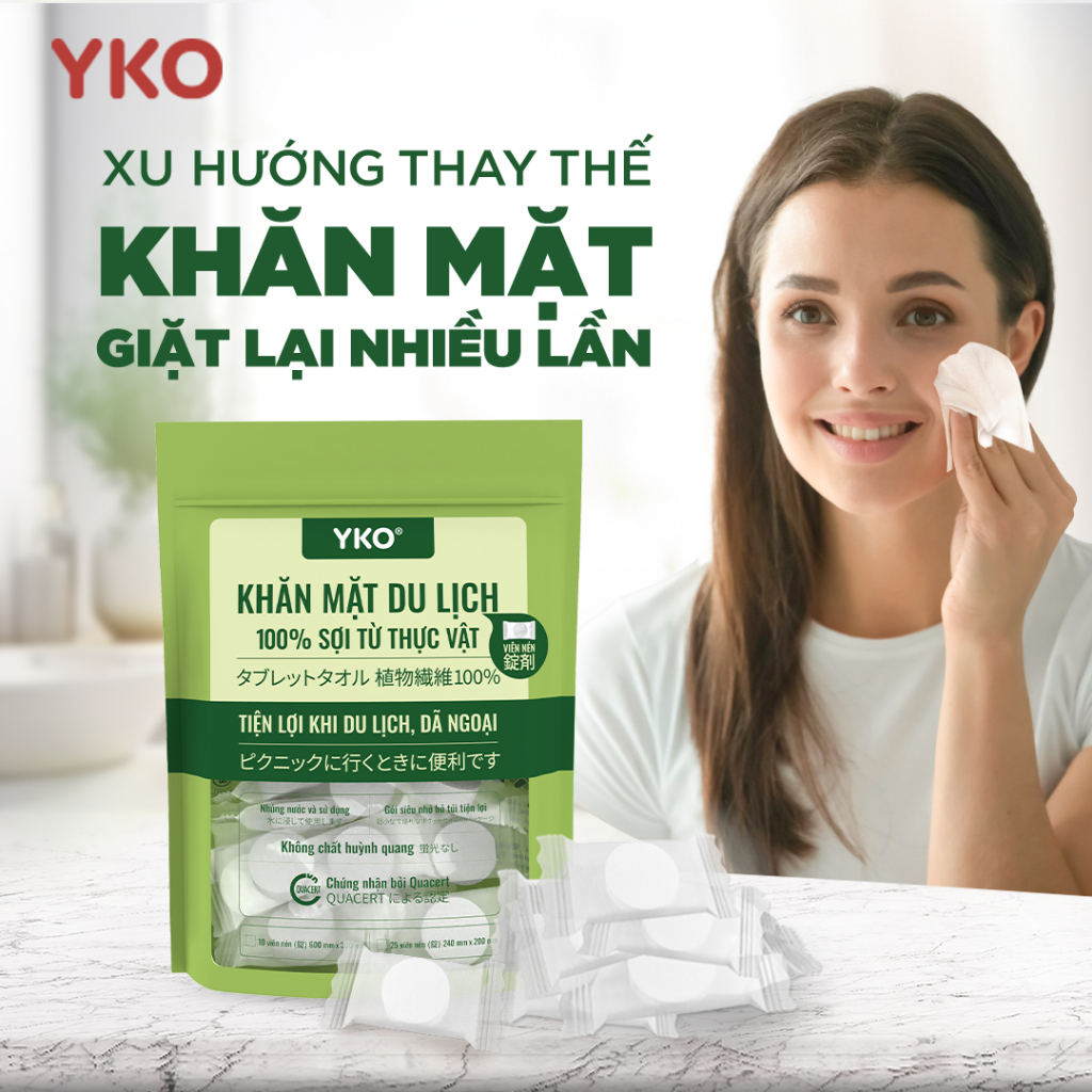 Ảnh Khăn tắm, khăn mặt nén du lịch Yko chất liệu 100% sợi tư nhiên và rayon, phù hợp đi công tác du lịch 3