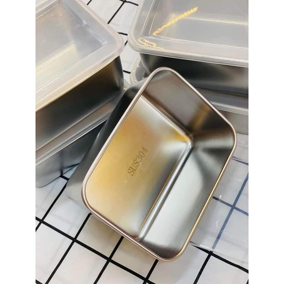 (COMBO 5) HỘP ĐỰNG THỰC PHẨM INOX 304 CAO CẤP, CHỐNG GỈ SÉT BỀN BỈ, Nắp Nhựa Đậy Kín Giữ Tươi Lâu Hơn