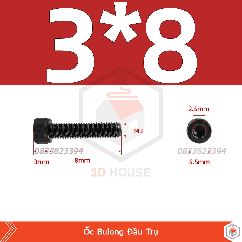 Ốc - Bulong Lục Giác M3 (3mm) - Dùng Lục Lăng 2.5 (10con) | Shopee Việt Nam