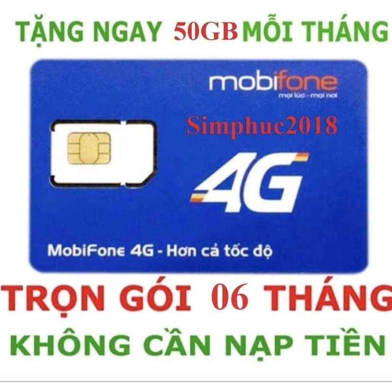 SIM 4G MOBIFONE MIỄN PHÍ 6 THÁNG_ 50GB/ THÁNG. | Shopee Việt Nam