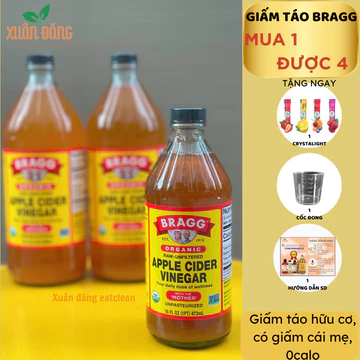 Giấm táo hữu cơ Bragg chai 946ml/473ml - Giấm táo hữu cơ Bragg chai hàng nhập khẩu