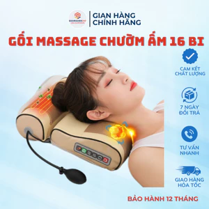 Gối Massage cổ vai gáy và chườm ấm hồng ngoại 20 bi QA HAPPY LIFE giúp giảm đau mệt mỏi, thư giản