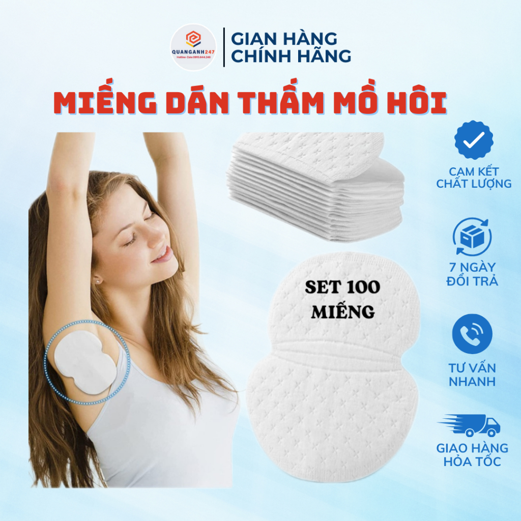 Set 50 Miếng dán chống mồ hôi nách siêu thâm hút giúp khô thoáng cho Nam và Nữ che tên sản phẩm