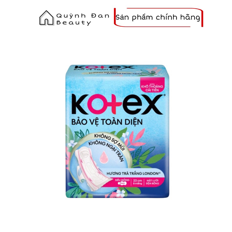 Băng Vệ Sinh Khô Thoáng Siêu Mỏng Cánh Kotex 8 Miếng Combo Bịch 4 Gói