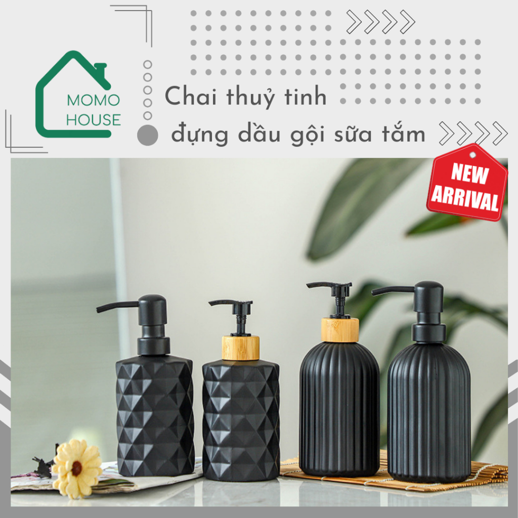 Chai Đựng Dầu Gội Sữa Tắm Vỏ Thuỷ Tinh Chịu Lực Cao Cấp MOMOHOUSE, Lọ ...
