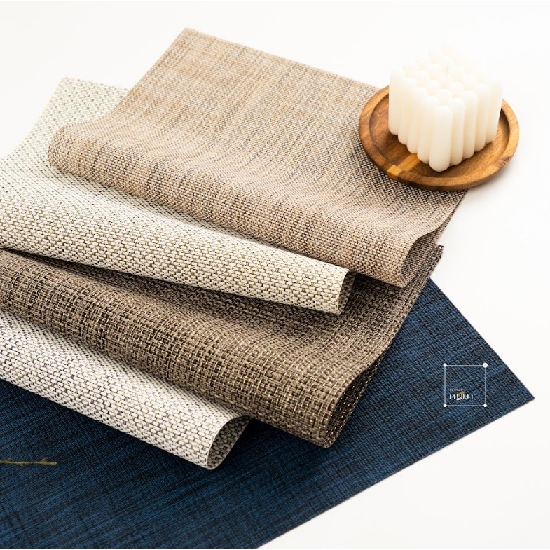Tấm Lót Bàn Ăn Placemat PVC Trang Trí Bàn Ăn Nhà Hàng, Khách Sạn Họa Tiết Gân Trơn, Sọc Trắng Đen Phong Cách Phương Tây