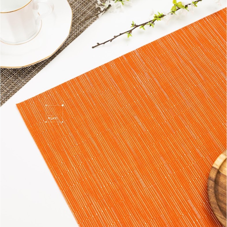 Tấm Lót Bàn Ăn Placemat PVC Trang Trí Bàn Ăn Nhà Hàng, Khách Sạn Họa Tiết Gân Trơn, Sọc Trắng Đen Phong Cách Phương Tây