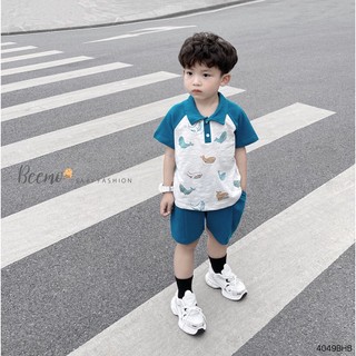 Bộ cộc polo in hình cá voi cho bé trai 1-6 tuổi (9-25kg) N0119